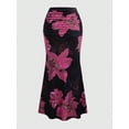 thumbnail image 5 of Women'S Fishtail Skirt Elegant Floral Ruched Skinny Bodycon Ruffle Long Skirts Glitter S, 5 of 8