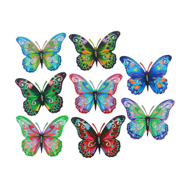 8 piezas de mariposas de Metal, decoración artística de pared, esculturas decorativas de hierro prácticas para pared