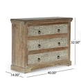 thumbnail image 5 of Benjara 40x14 Wide Dresser Chest, 3 Drawers, White Walnut Brown Acacia Wood, 5 of 5