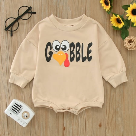 

Hunpta Babys Newborn Infant Girls Boys Print Spring Winter Thanksgiving Turkey Sweatshirt Long Sleeve Pullover Romper Bodysuit Clothes