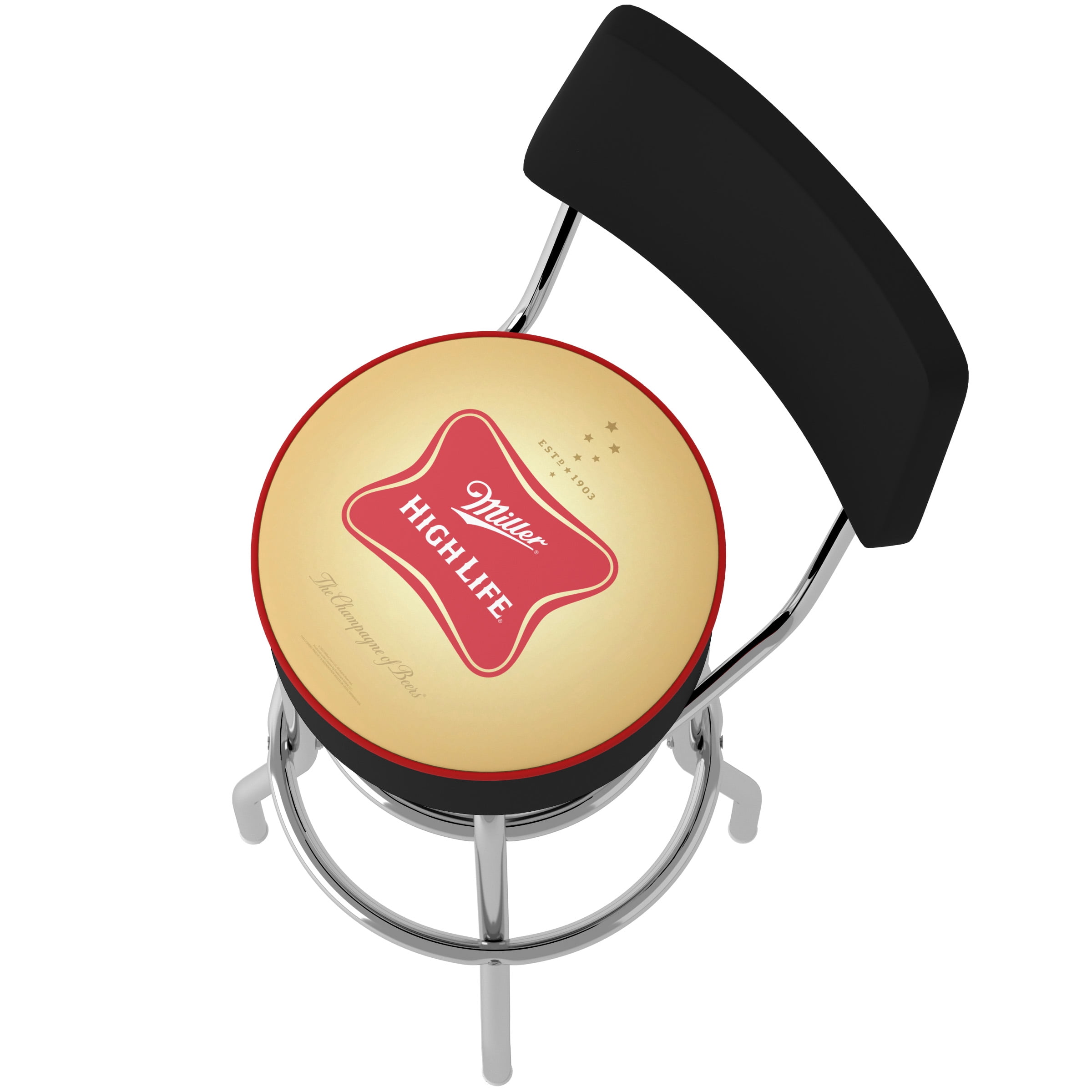 Trademark Gameroom Miller High Life Logo Bar Stool with Back Rest