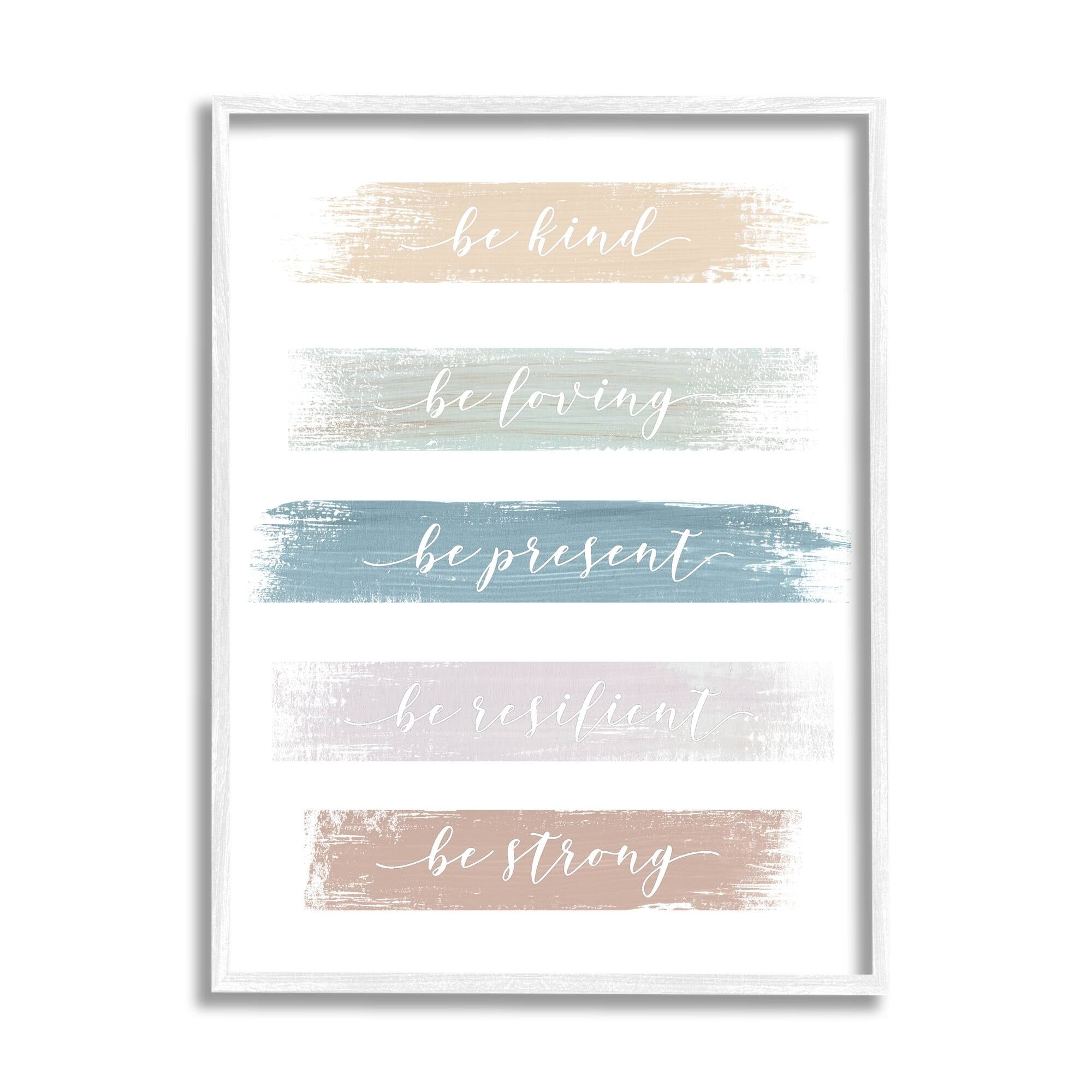 Stupell Industries Inspiring Brush Stroke Phrases Be Strong Pastels Graphic Art White Framed Art Print Wall Art, Design by Graffitee Studios