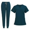 thumbnail image 2 of Tachiuwa Nursing Uniform Scrub Set Nurse Top and Pants V Neckline Clothes Work Suits M, 2 of 9