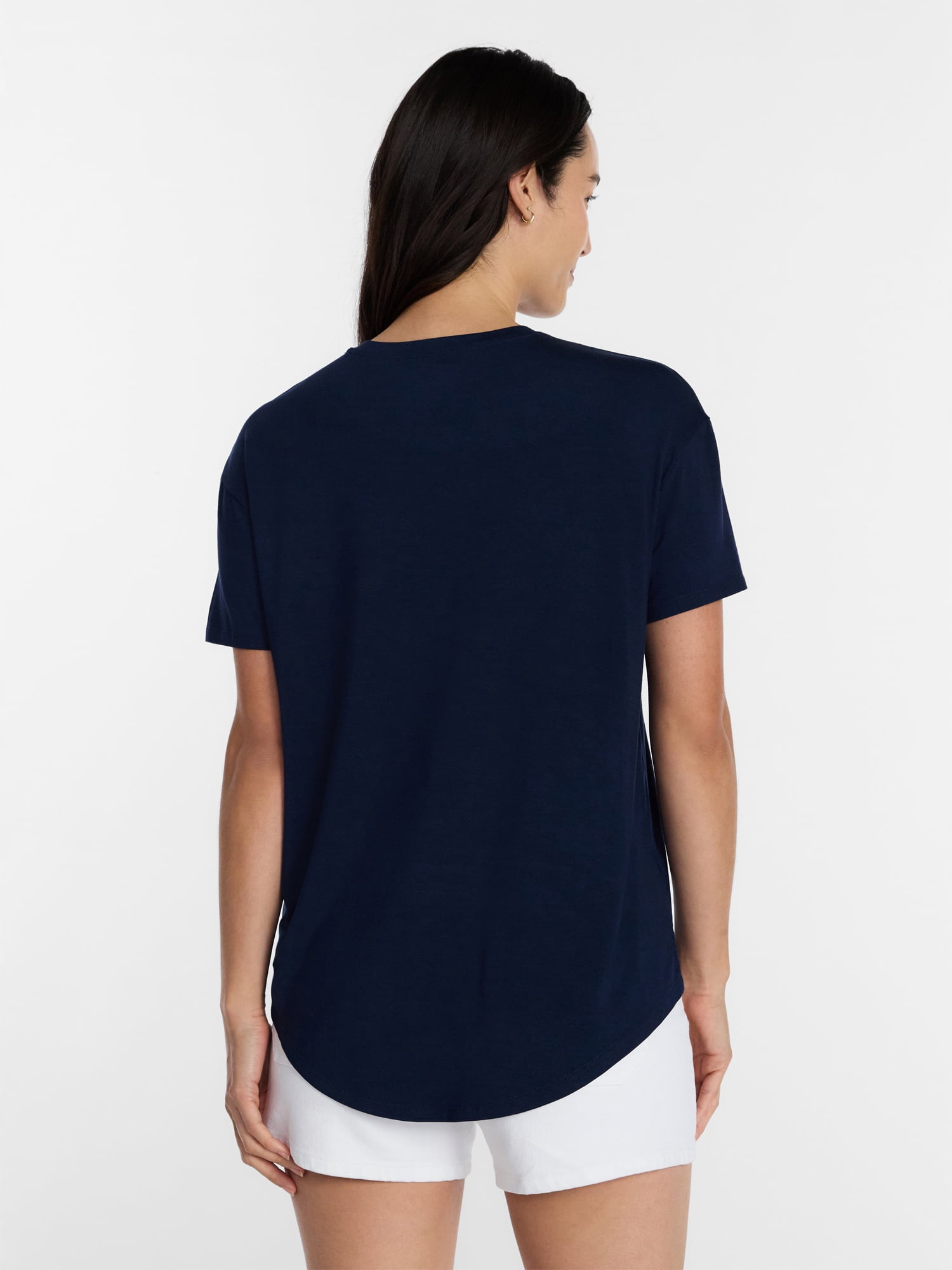 Time and Tru Women's Tunic Tee with Short Sleeves, Sizes XS-XXXL