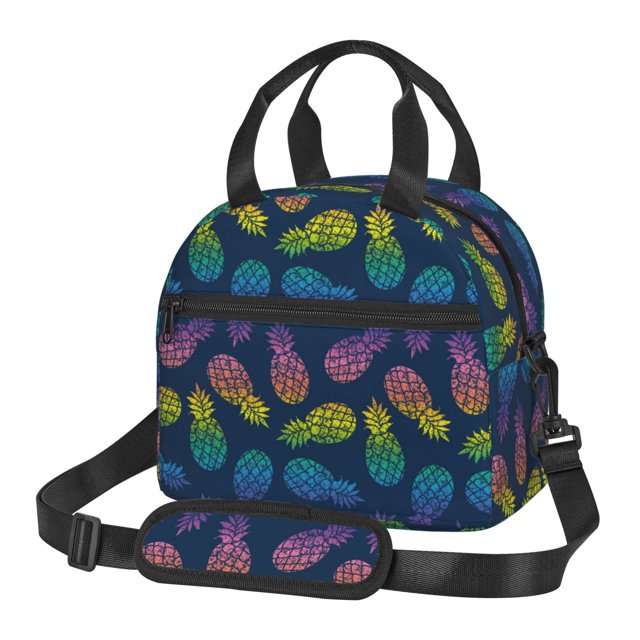 Disketp Retro Bright Pineapple Lonchera Térmica para Mujer y Hombre, Bolsa de Almuerzo Reutilizable e Impermeable para Trabajo, Viajes y Picnic