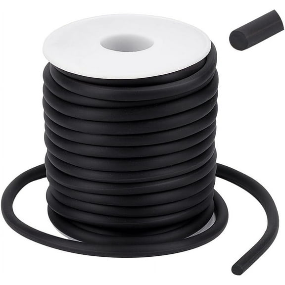1roll 10.9 Yards Black Solid Rubber Cord 1 Roll Plastic Rope Round Cord Black Beading Crafting String for DIY Craft Making 5mm