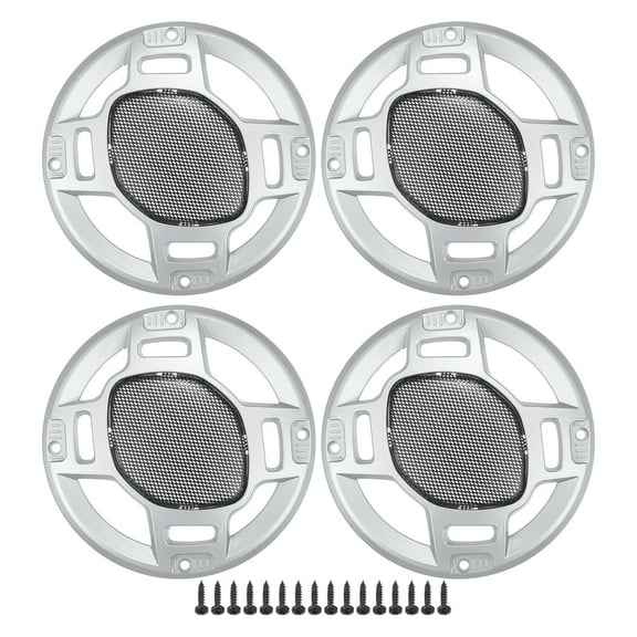 Unique Bargains 4 Pcs 5" Car Speaker Grills Cover Mesh Round Audio Subwoofer Protector w/ Screws Iron Silver Tone Black