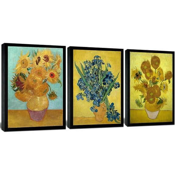 Black Van Gogh Canvas Wall Art, Starry Night Pictures Prints Wall Decor, Classic Artwork Painting Reproduction for Wall Art Decoration(Only canvas)