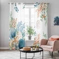 thumbnail image 4 of Beach Coastal Kitchen Curtains Window Panels, Summer Nautical Coral Shell Botanical Insulated Window Treatment Curtain, Grommet Curtains for Bedroom/Living Room/Bathroom, 2 Piece 42"Wx84"L, 4 of 8