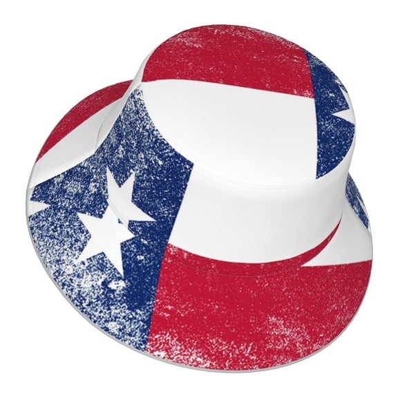 Retro Texas Flag Bucket Hat Stripe Beach Fisherman Hats For Women Men Reversible Double-Side-Wear With Reflective