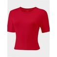 thumbnail image 2 of Women's Basic Teen Tee Workout Crewneck Short Sleeve Slim Fitted Casual Crop Top, 2 of 5