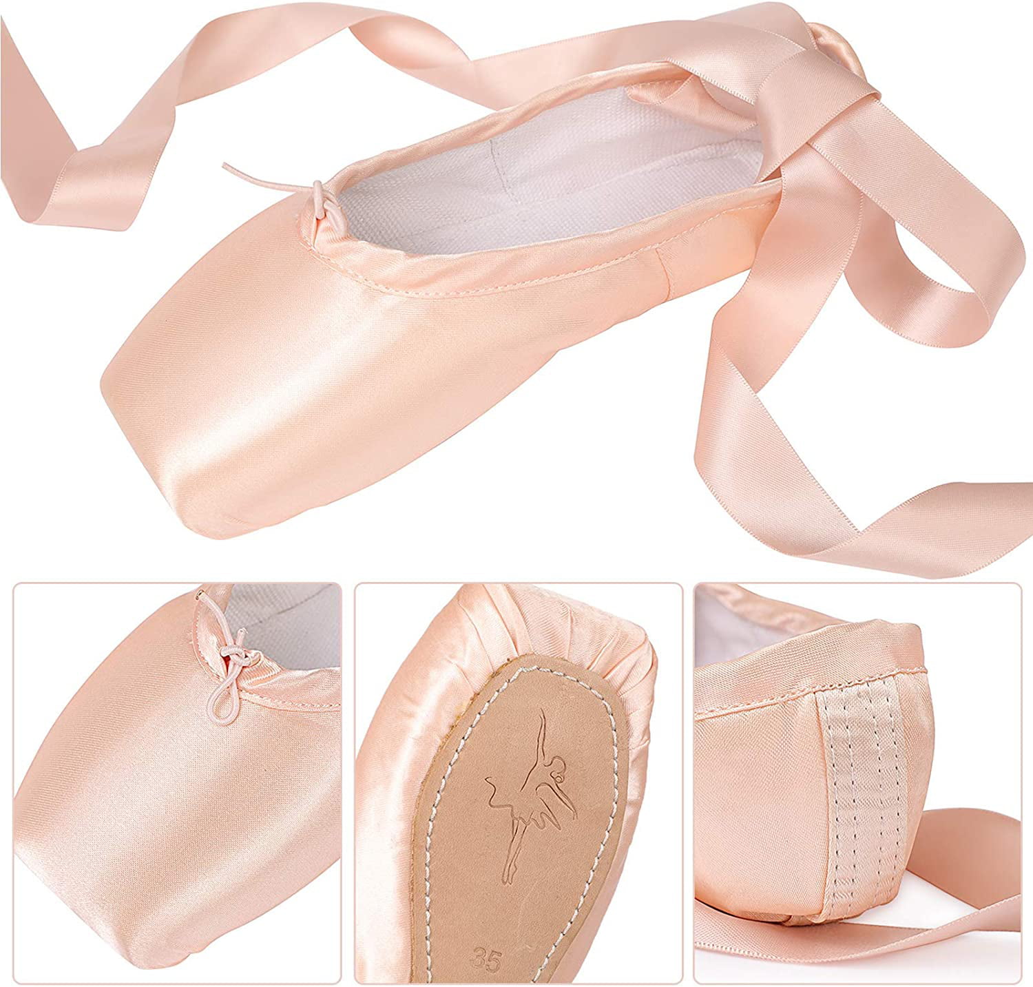  tanzdunsje Ballet Pointe Shoes Pink Professional Dance Shoes  with Sewn Ribbon and Silicone Toe Pads for Girls Women | Ballet & Dance