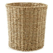 Casafield Seagrass Waste Basket - Natural, Woven Trash Can for Garbage in the Bathroom, Bedroom, Laundry Room, Home Office