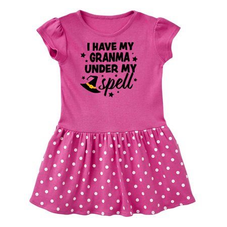 

Inktastic I Have My Granma Under My Spell with Cute Witch Hat Gift Toddler Girl Dress