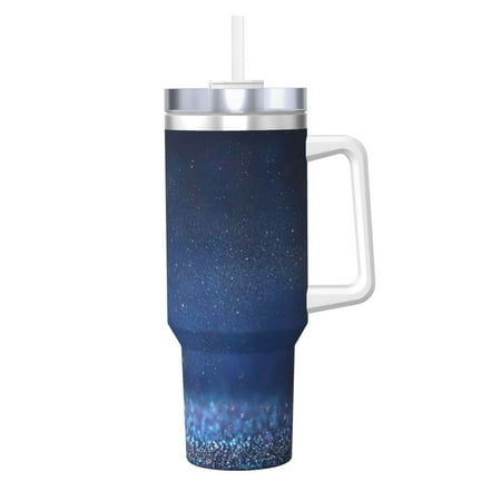 

Sikiie Retro Blue Glitter Insulated Stainless Water Bottle Lid Travel Mug Cup Insulated Tumblers Cup 40oz Ice Bully With Handle