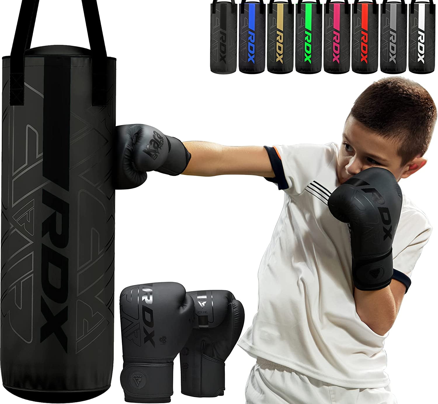 RDX Kids Punching Bag with Boxing Gloves - 2ft Heavy Filled Leather Bag for Boxing, Kickboxing, MMA, Muay Thai & Karate Training