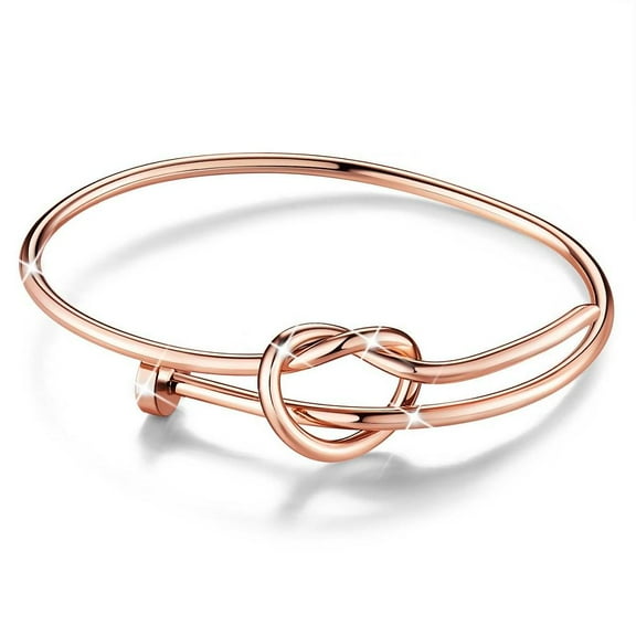 Adjustable Brass Bangle with Knot Rose Gold 2-1/2 inchx2-5/8 inch(63x68mm)