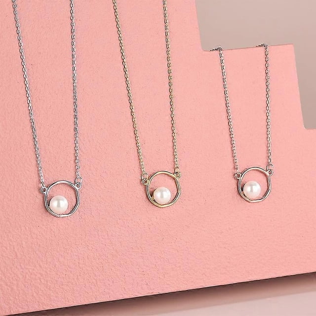 Cadena de clavícula pequeña con cuentas de concha circulares de plata de ley 925, joyería de plata