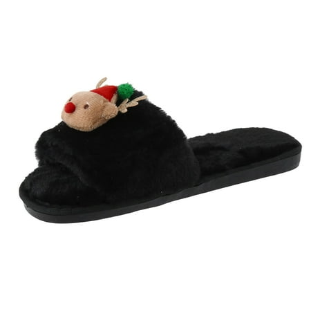 

Larisalt Slippers For Women Womens Warm Memory Foam Anti-Slip House Shoes Comfortable Cotton Slippers Home Bedroom Shoes Indoor Black
