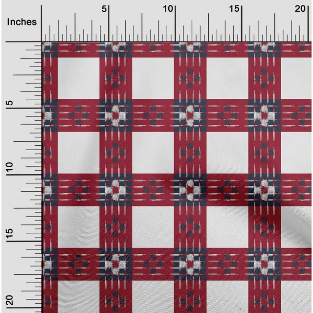 oneOone Polyester Lycra Fabric Check Ikat Printed Fabric 1 Yard 56 Inch Wide