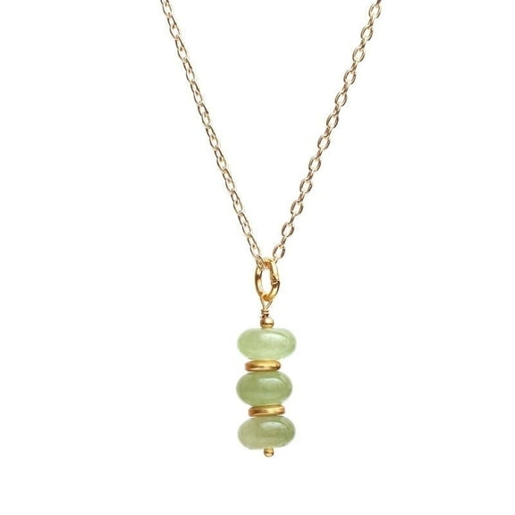 Gempires Prehnite Green Beads 14K Gold Plated Necklace for Women