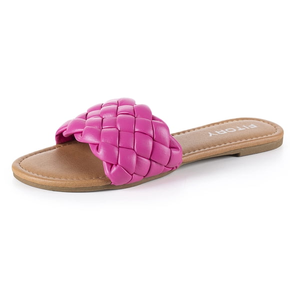 Sandalia FITORY plana sin cordones con correa trenzada rosa, talla 8