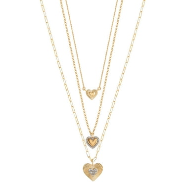 Jessica Simpson Fashion Gold Metal Layer Heart Necklace