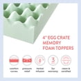 thumbnail image 3 of Mellow 4" Egg Crate Memory Foam Mattress Topper with Green Tea, King, 3 of 10