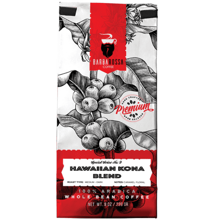 Barbarossa Coffee Medium-Dark Roast %100 Hawaiian Kona Bean (12oz.)