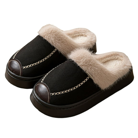 Womens Slippers Fashion Casual Cozy Fuzzy Platform Slip on Snow Boots House Shoes Winter Warm Indoor Outdoor Memory Foam Ankle Booties