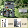 thumbnail image 5 of Harper & Bright Designs Outdoor Potting Bench Table with Cabinet, Garden Workstation Table for Plants with Hutch, Large All-Weather Potting Table with Stainless Steel Top, Drawers and Shelves, Gray, 5 of 20
