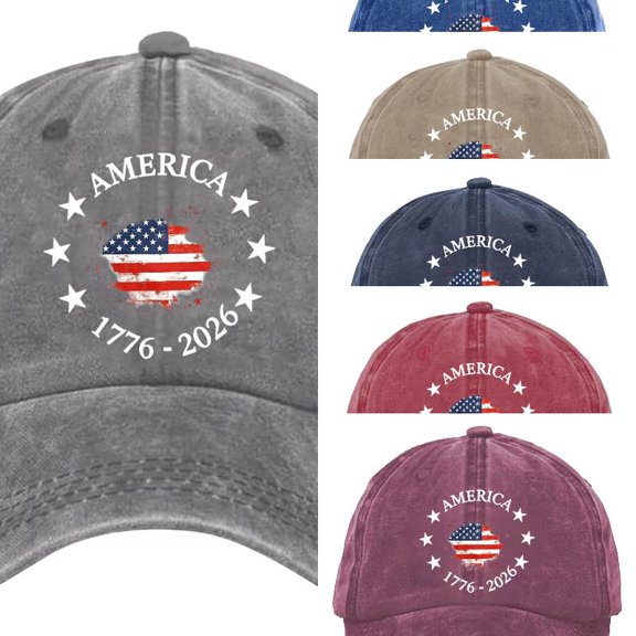 AJGRHE Unisex Baseball Cap Independence Day Print Soft Peak Sun Hat Outdoor Classic Casual Daily Wear Adjustable Grey One Size