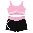 thumbnail image 4 of Manyakai Kids Girls 2 Piece Active Dancewear Outfit Crop Top and Shorts Set for Gymnastics Dancing Pink 6, 4 of 7
