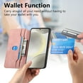 thumbnail image 6 of For Samsung Galaxy A25 5G Case with RFID Blocking Card Holder for Women Men,Compatible with MagSafe,Detachable Wallet 2 in 1 PU Leather Magnetic Snap Flip Kickstand Zipper Pouch Phone Case,Pink, 6 of 11