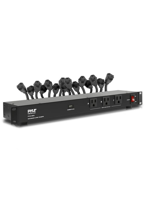 Pyle PCO860 - Power Supply Surge Protector - Rack Mount Power Conditioner Strip with USB Charge Port