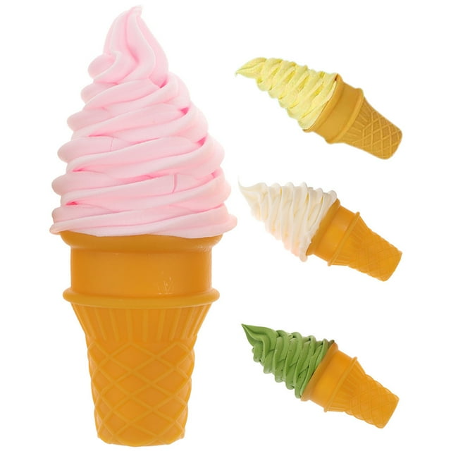 KAKOWELY 4 piezas de helado falso, modelo de cono de helado, juguete de simulación de comida falsa, accesorio de comida falsa