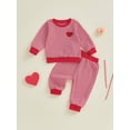 thumbnail image 4 of BemeyourBBs Toddler Baby Boy Girl Valentines Day Outfit Striped Heart Sweatshirt and Pants Set Spring Fall Winter Clothes, 4 of 9