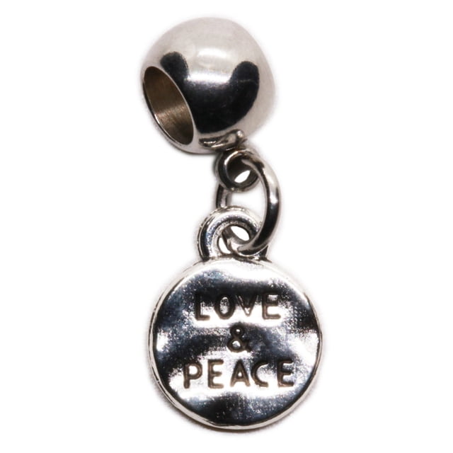 Love and Peace Stainless Steel Dangle Charm Bead for Bracelets, Keychains, and Necklaces, I Love Message Pendant Peace Sign Necklace Accessory for Everyday Style