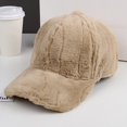 thumbnail image 3 of D-GROEE Peaked Fluffy Baseball with Wide Brim Solid Color Uv-proof Sun Protection Peaked Hat for Women, 3 of 7