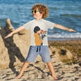 thumbnail image 3 of FORMRS Boys Rash Guard Short Sleeves Swim Shirt Quick Dry UPF 50+ Sun Protection, Sizes 3-12T, Cartoon Flowers, 3 of 6
