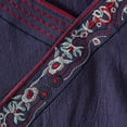thumbnail image 6 of Ounisa Vintage Floral Embroidery Cotton Linen Tops for Women Chinese Frog Button 3/4 Sleeve Loose Casual Blouses Shirts, 6 of 9