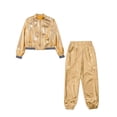 thumbnail image 5 of Doomiva Kids Girls Modern Hip Hop Jazz Dance Outfit Disco Party Long Sleeve Metallic Jacket and Pants Streetwear Gold 10, 5 of 7