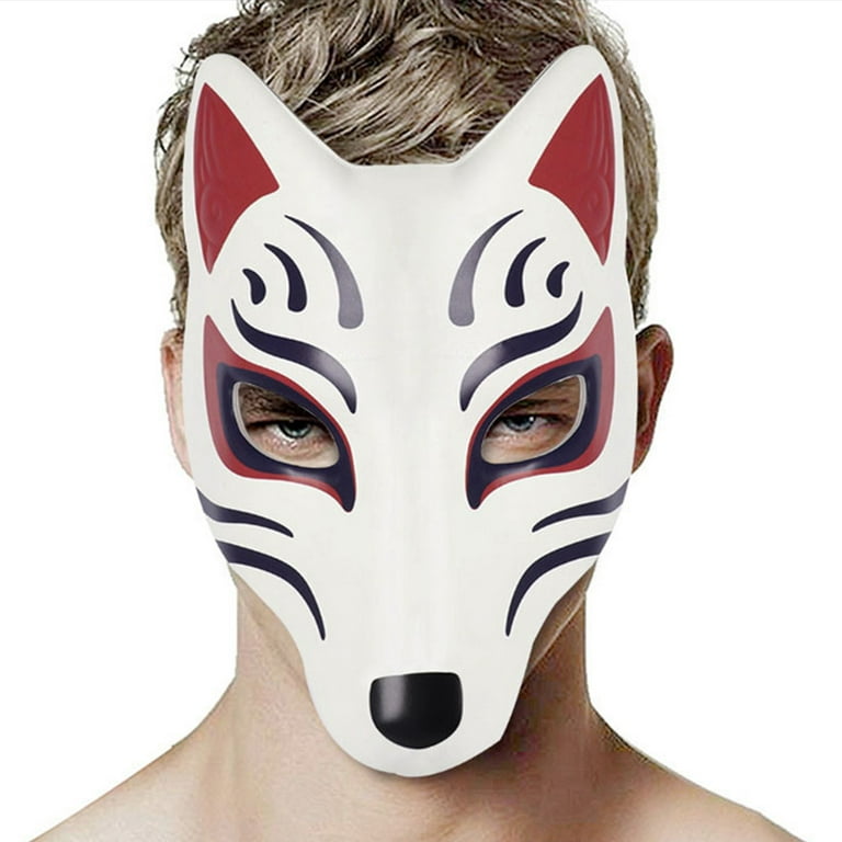 Fox Mask Therian Stuff Therianthopy White Leather Animal Masks for Adults  Gear 2 Pcs 