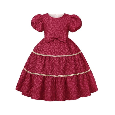 

Toddler Kids Girls Dress Print Shorts Sleeves Party Hoilday Court Style Dress Princess Clothes