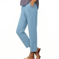 thumbnail image 4 of Nestiefly Women's Golf Pants with Pockets Casual Straight Leg High Waisted Sweatpants Lounge Beach Vacation Travel Pants with Pockets Blue M, 4 of 7