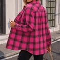 thumbnail image 3 of Dweltoz Women's Plaid Flannel Shirt Soft Long Sleeve Lightweight Casual Button Down Jacket with Pockets 2026 Fall Fashion Blouses,Hot Pink S, 3 of 3