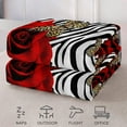 thumbnail image 5 of Floral Throw Blanket, Black and White Zebra Print Blanket, Cheetah Print Butterfly Red Rose Flower Blanket, Cozy Soft Lightweight Fuzzy Plush Flannel Fleece Blanket for Couch, Sofa, 50"x60", 5 of 7