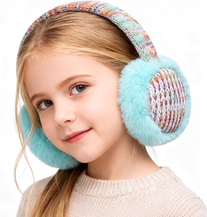 Cache-oreilles Tricoté Torsadé Pour Femme - Bleu Sarcelle - Taille Ajustable