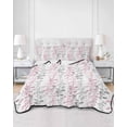 thumbnail image 2 of Full Size Quilt Bedding Set, Pink Grey Botanical Reversible Summer Quilt 3 Pieces, Spring Floral Summer Farmhouse Lightweight Bedspreads Coverlets with 2 Pillow Shams for All Seasons, 2 of 5