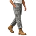 thumbnail image 2 of Jovrlynd Mens Cargo Pants Elastic Waist Button Loose Fit Outdoor Hiking Pants with Pockets, S-3XL, 2 of 9
